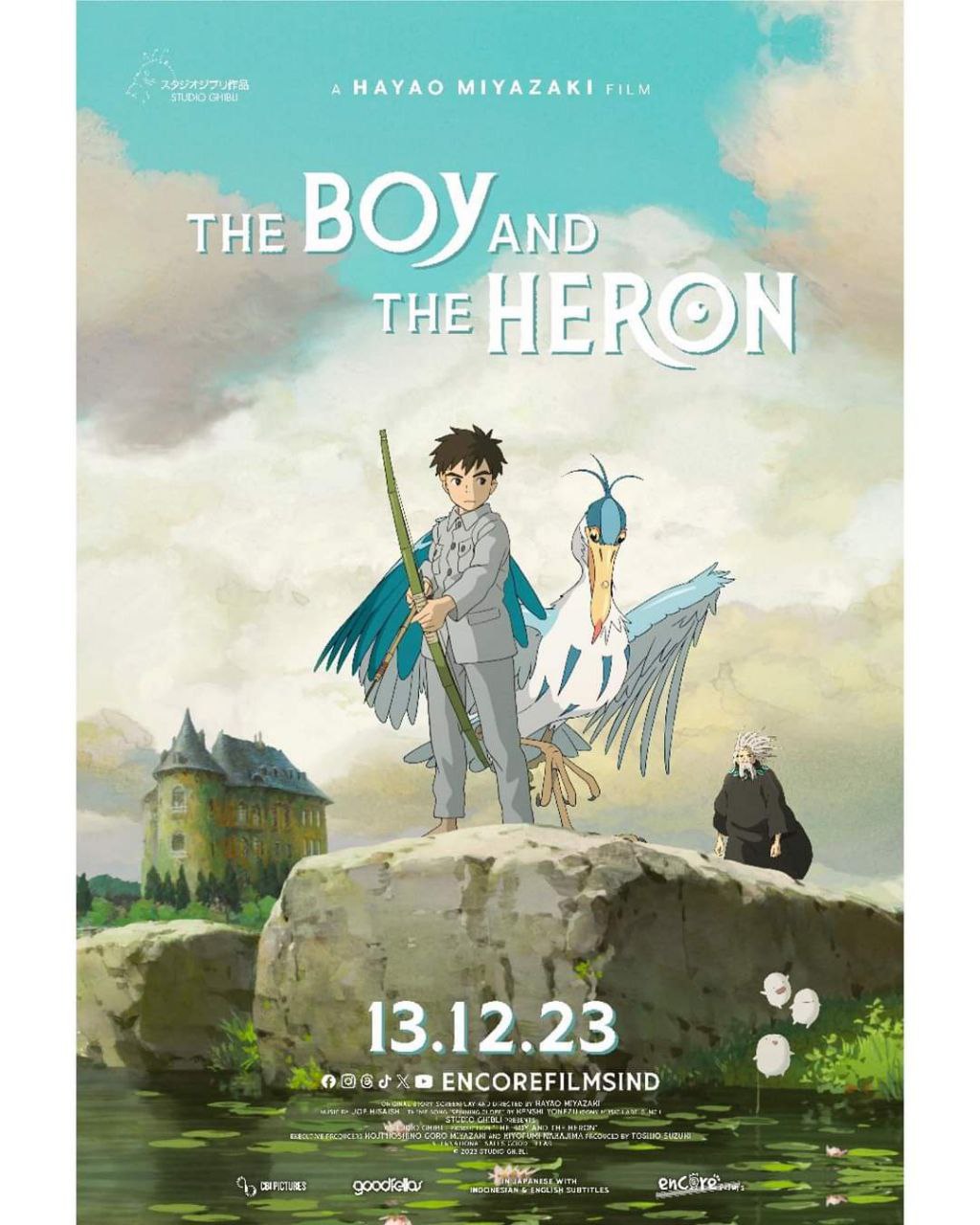 Hayao Miyazaki and Studio Ghibli's The Boy and The Heron Encore Films Indonesia poster