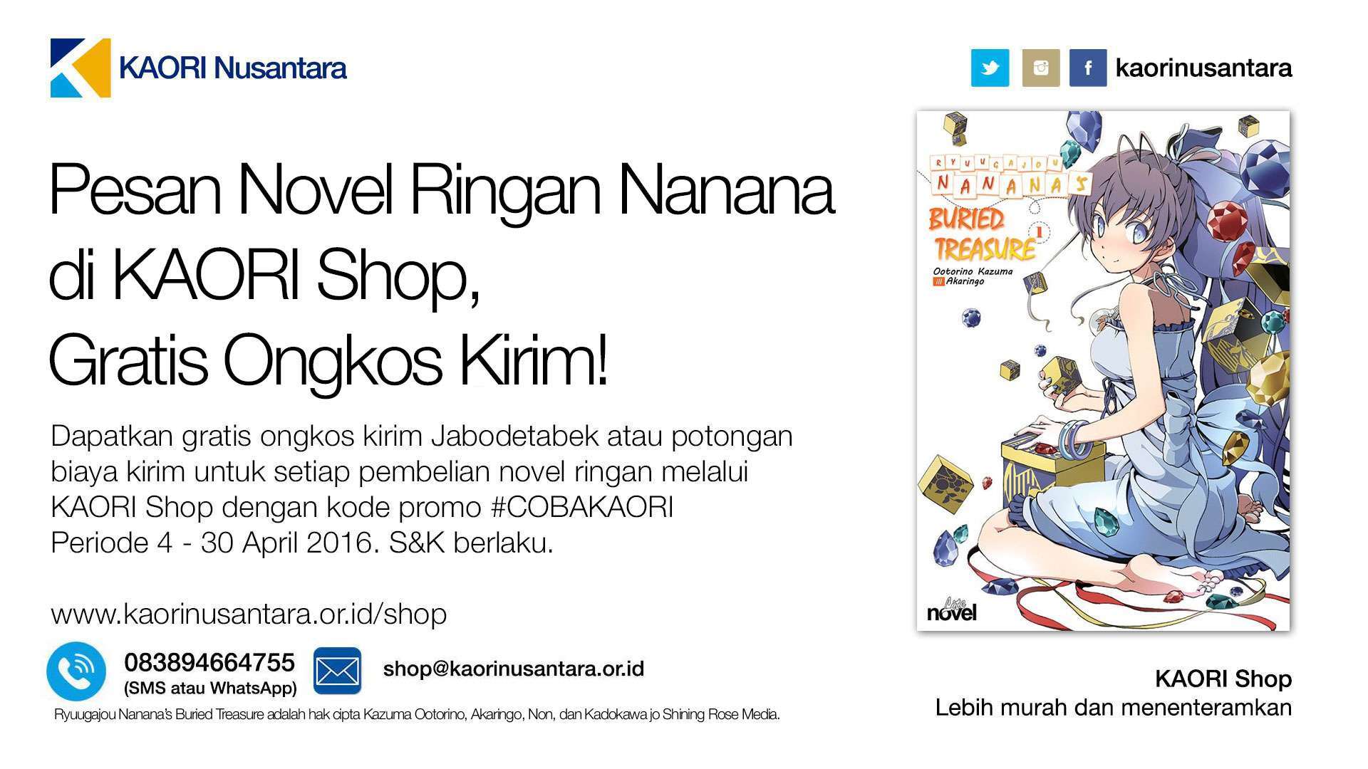Novel Ringan Nanana Akan Mulai Dikirimkan 19 April