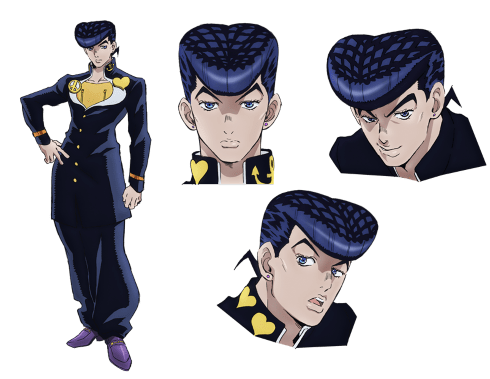 Josuke Higashikata, (disuarakan oleh Tomoki Ono). Ia adalah siswa kelas 1 SMA yang merupakan protagonis di kisah JoJo part 4. Ia merupakan anak haram dari Joseph Joestar, karakter utama di JoJo part 2. Josuke hidup dan besar di kota Morioh. Ia sangat benci jika ada orang yang berkomentar soal gaya rambutnya.