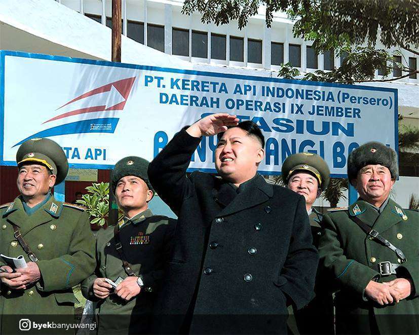 Kim Jong-un tiba di stasiun Banyuwangi Baru | Sumber: Byek Banyuwangi (Facebook)