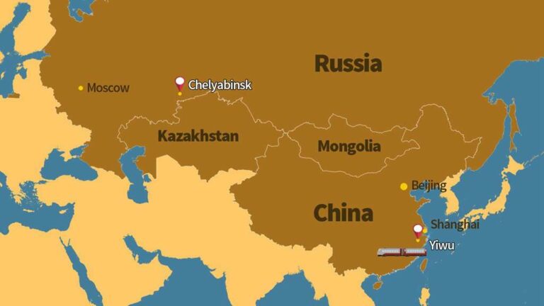 Rute baru yang dibuka yaitu antara Yiwu-Chelyabinsk yang melewati dua benua, Asia dan Eropa
