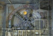 TBM Antareja I Berhasil Menembus Stasiun Setiabudi Mesin Bor Antareja I Tiba di Stasiun Setiabudi. (MRT Jakarta)