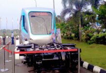 Presiden Jokowi Targetkan KA Bandara Adi Soemarmo Rampung Pada 2018 Ilustrasi: Mockup LRT Palembang yang digunakan sebagai contoh sarana KA Bandara Adi Soemarmo, Boyolali | Foto: Indra Yana