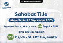 Rute D11 Transjakarta Dipotong Hanya Sampai Stasiun LRT Harjamukti Pengumuman dari Transjakarta tentang perubahan rute D11 menjadi Terminal Depok - St. LRT Harjamukti (Transjakarta)