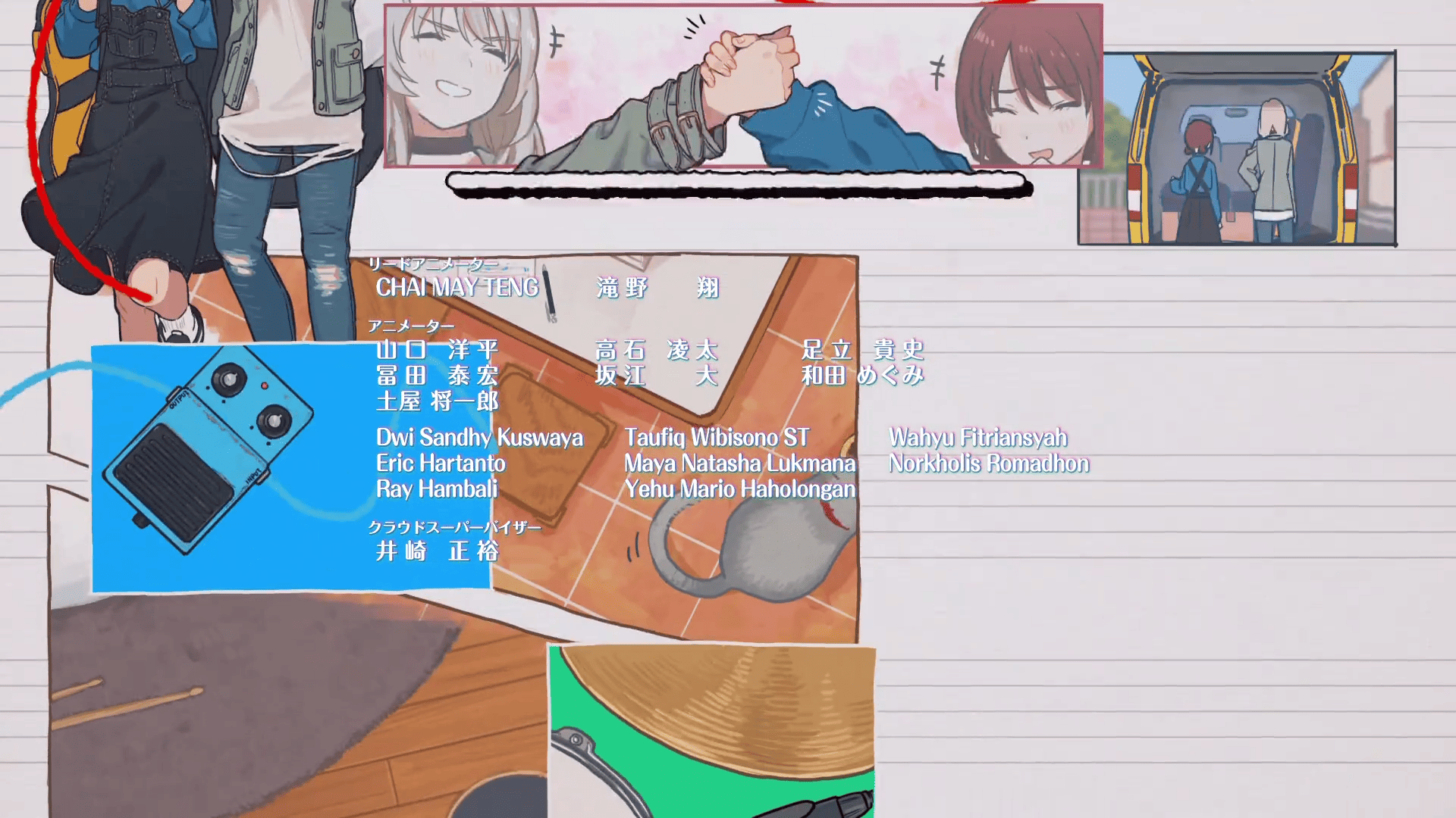 Nama-nama animator dari Enspire Studio yang terlibat di anime Girls Band Cry