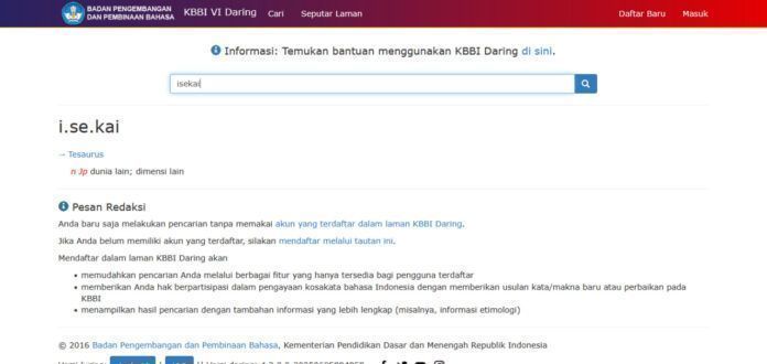 Isekai Kamus Besar Bahasa Indonesia Daring KBBI