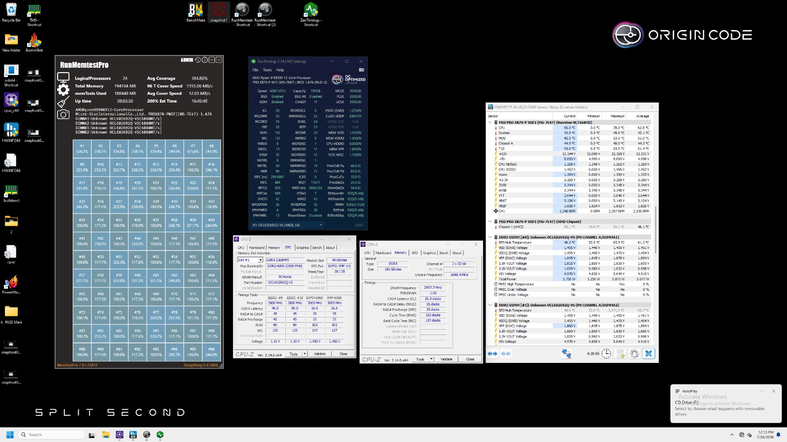 Tes VORTEX DDR5 6000 MT/s CL26 192 GB (48 GB x 4)