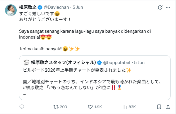 Tangkapan layar akun X (dulunya Twitter) milik Noriyuki Makihara @Daviechan